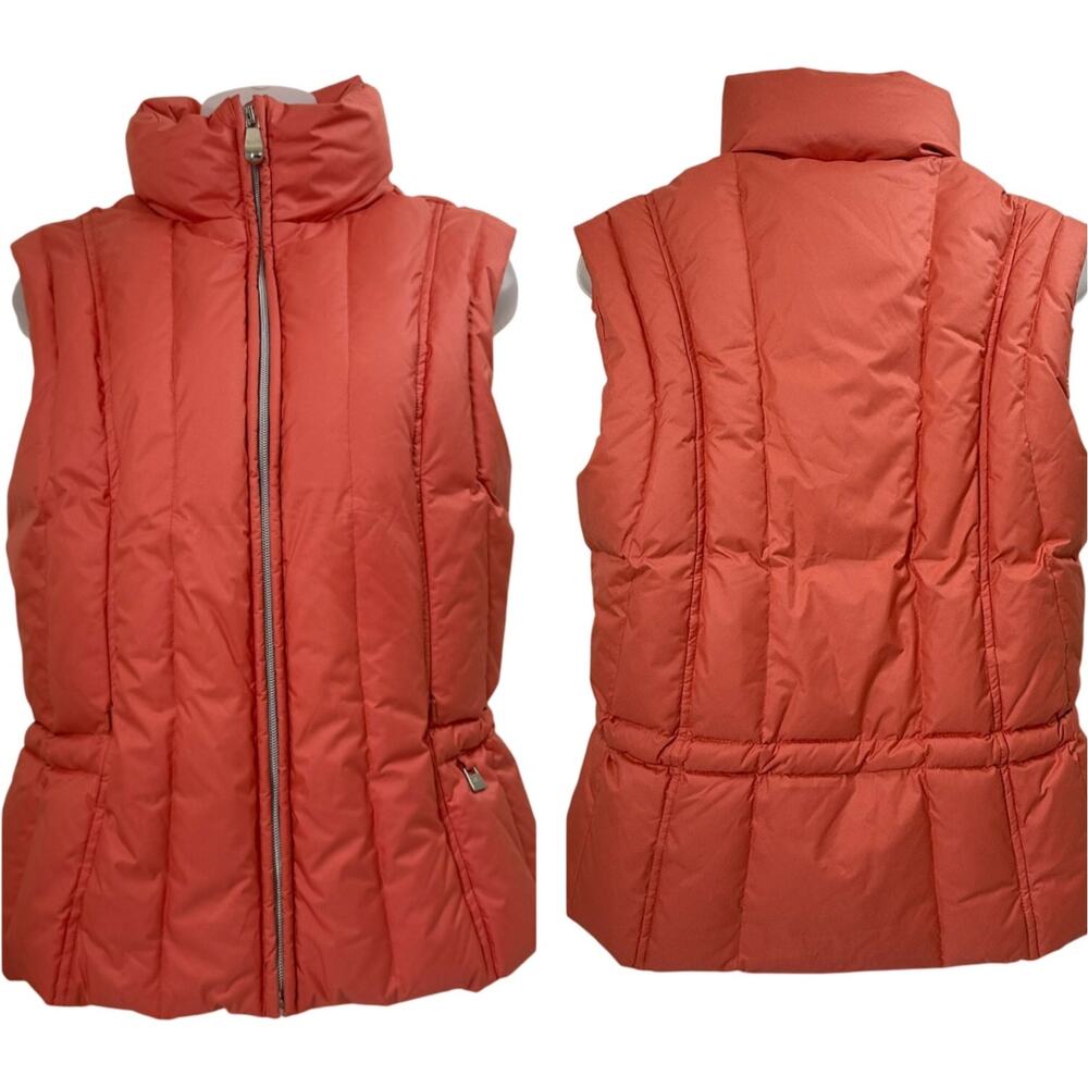 NILS Sz 10 Apricot Orange Down Puffer Vest Slim Fit Warm Outdoor Ski Snow